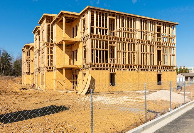 a snapshot of temporary chain link fences protecting a large construction project from unauthorized access in Twentynine Palms